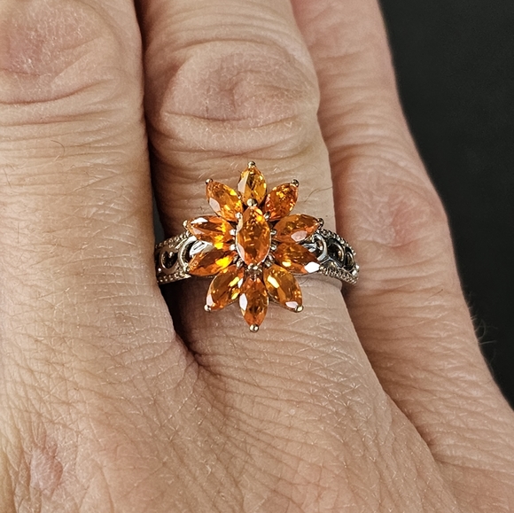 Jalisco Fire Opal Ring Size 7.5 Platinum/925! 😲 - Picture 10 of 14
